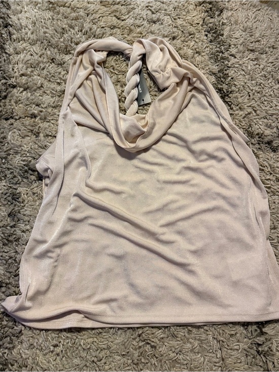 Express Tops - Express Sleeveless Braided Halter Top in Light tan